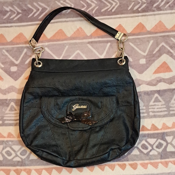 Guess Handbags - Guess Black Shoulder Bag with Gold Hardware